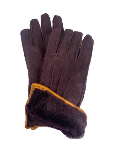 Gants Femme Mouton retourné gansé cuir