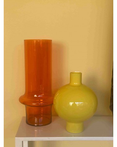 Vase " TouRon " Verre Recyclé - Jaune - opaque